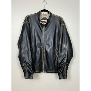 BC Ethic Mens Faux Leather Distressed Grunge Jacket Black Full Zip B6267-IM Med